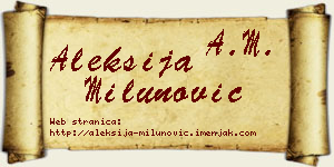 Aleksija Milunović vizit kartica